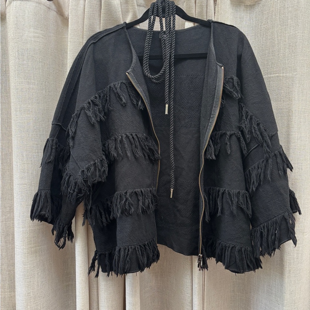 Worth Black Shrug with Frilled Details